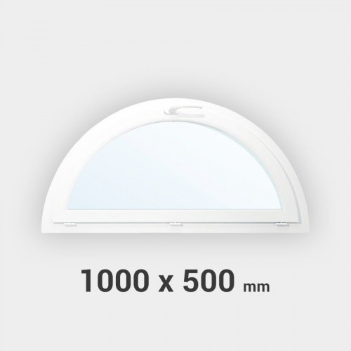 Fenêtre demi-lune à soufflet PVC tableau 1000x500 mm