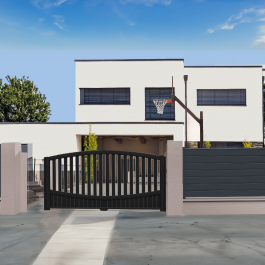 Portail coulissant aluminium sur-mesure CITIZ (en situation)