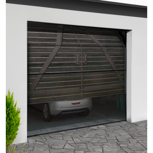 Porte de garage sectionnelle manuelle lignée style campagne