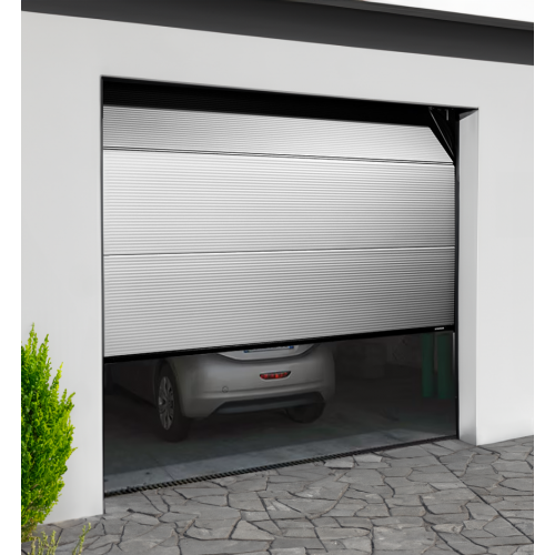 Porte de garage sectionnelle manuelle microlignée à portillon