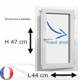 Fenêtre PVC 1 vantail H 45 x L 40 cm OF avec poignée verre brouillé - tirant droit