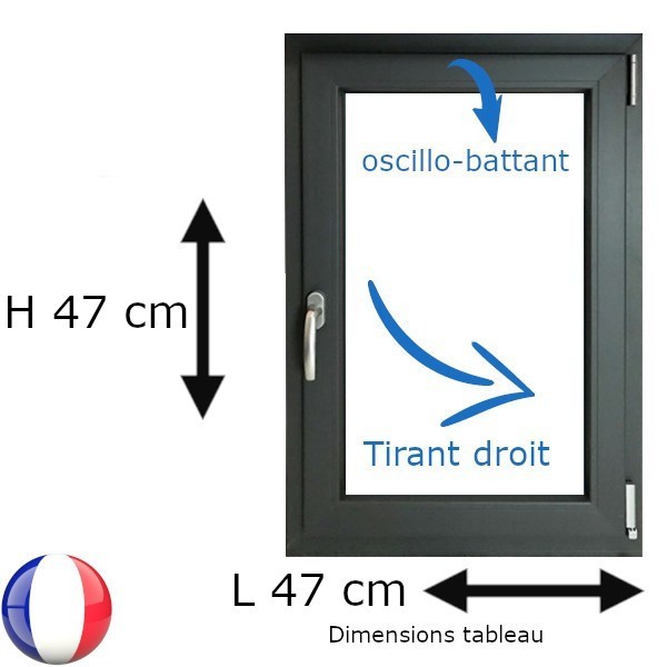 Fenêtre PVC 1 vantail H 45 x L 40 cm OB anthracite avec poignée - tirant droit Fenêtre PVC 1 vantail H 45 x L 40 cm OB anthracite avec poignée - tirant droit