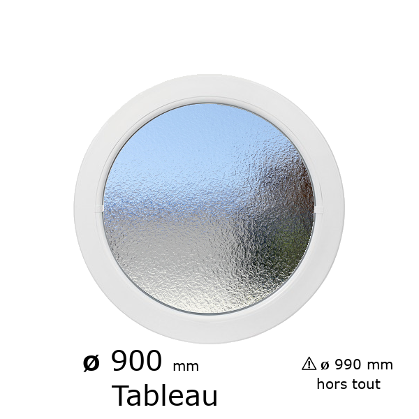 Oeil de boeuf rond fixe PVC vitrage brouillé ø tableau 900 mm