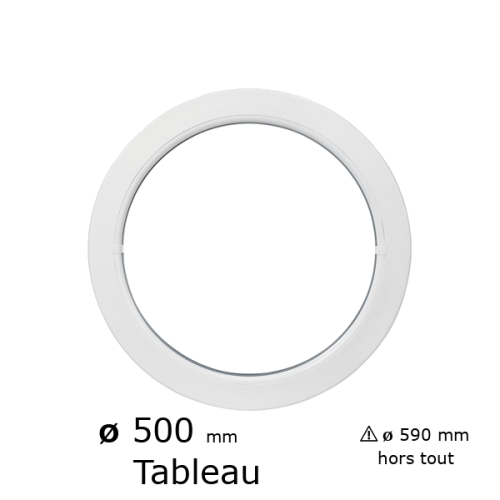 Oeil de boeuf rond fixe PVC vitrage clair ø tableau 500 mm
