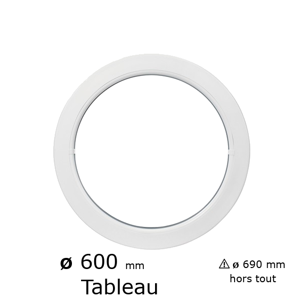 Oeil de boeuf rond fixe PVC vitrage clair ø tableau 600 mm