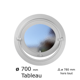 Oeil de boeuf rond basculant PVC vitrage brouillé ø tableau 700 mm