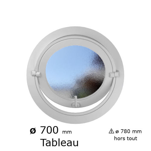 Oeil de boeuf rond basculant PVC vitrage brouillé ø tableau 700 mm