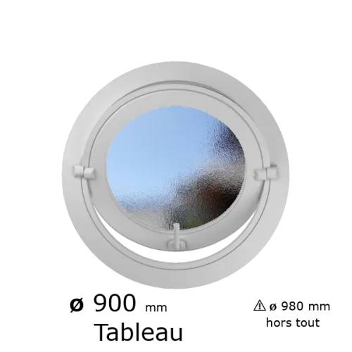 Oeil de boeuf rond basculant PVC vitrage brouillé ø tableau 900 mm