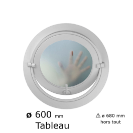 Oeil de boeuf rond basculant PVC vitrage dépoli ø tableau 600 mm