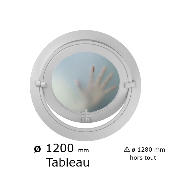 Oeil de boeuf rond basculant PVC vitrage dépoli ø tableau 1200 mm