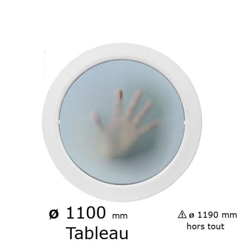 Oeil de boeuf rond fixe PVC vitrage dépoli ø tableau 1100 mm