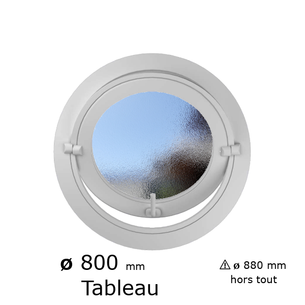 Oeil de boeuf rond basculant PVC vitrage brouillé ø tableau 800 mm
