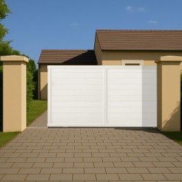 Portail coulissant PVC sur-mesure ARLES blanc - ouverture vers la droite
