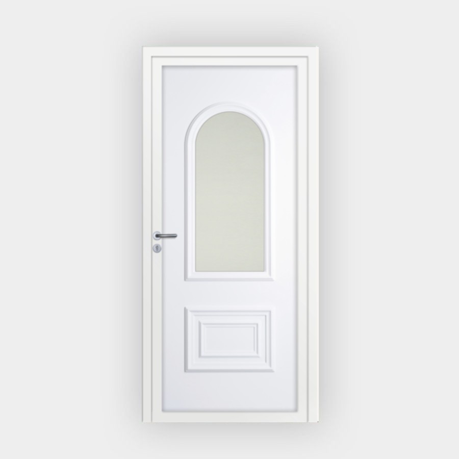 Porte d’entrée en PVC vitrée blanche Corsa 26L
