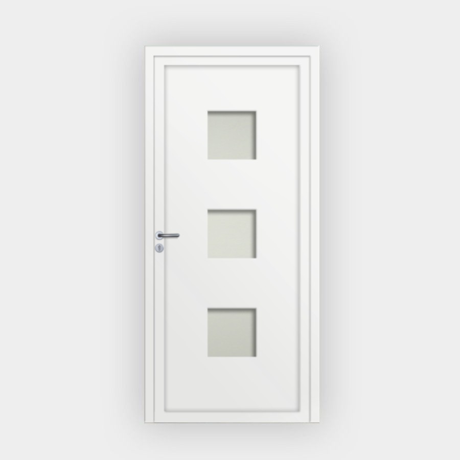 Porte d’entrée en PVC vitrée blanche Cesar
