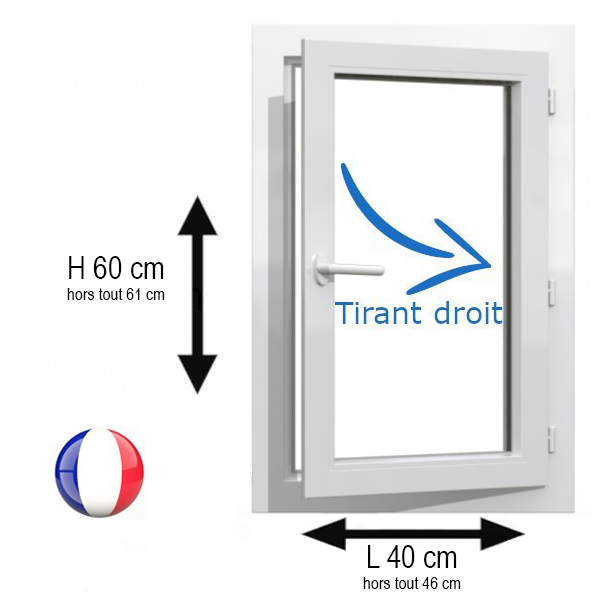 Fenêtre PVC 1 vantail H 60 x L 40 cm OF pour pose en rénovation