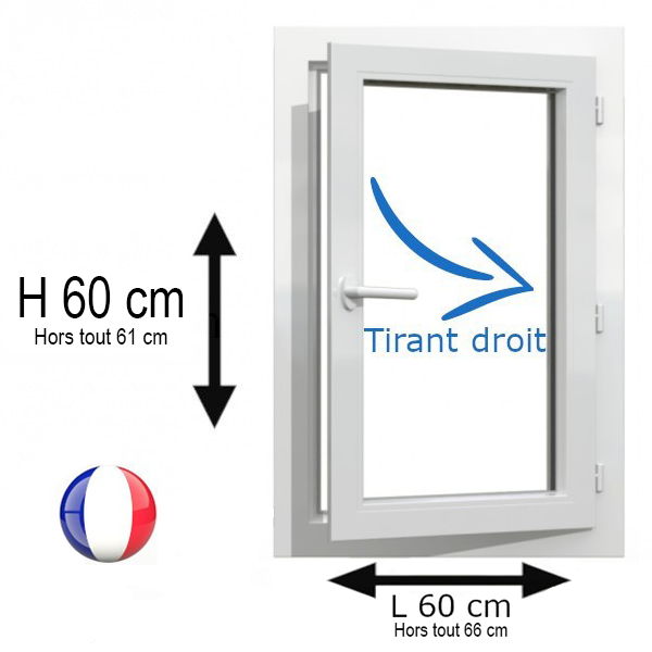 Fenêtre PVC 1 vantail H 60 x L 60 cm OF pour pose en rénovation
