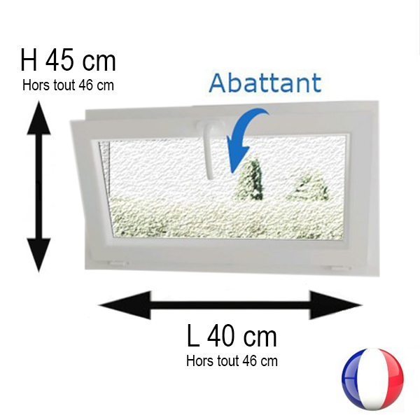 Fenêtre PVC abattant H 45 x L 40 cm verre brouillé pour pose en rénovation