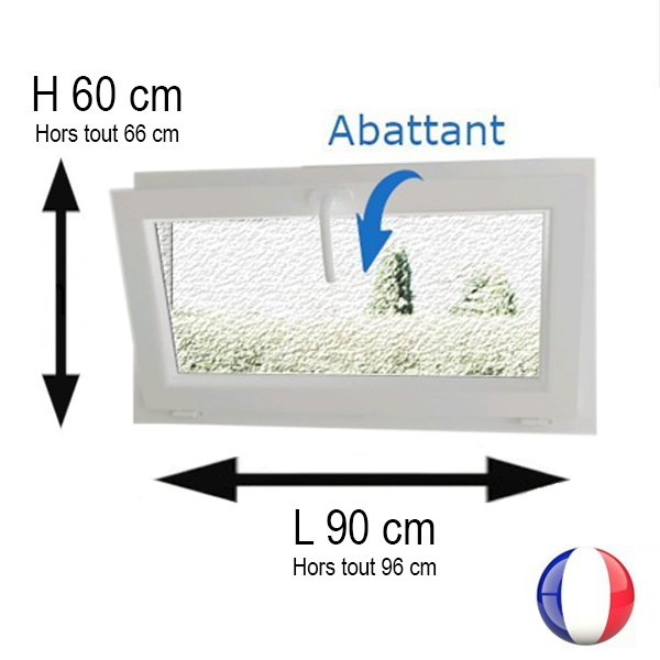 Fenêtre PVC abattant H 60 x L 90 cm verre brouillé pour pose en rénovation