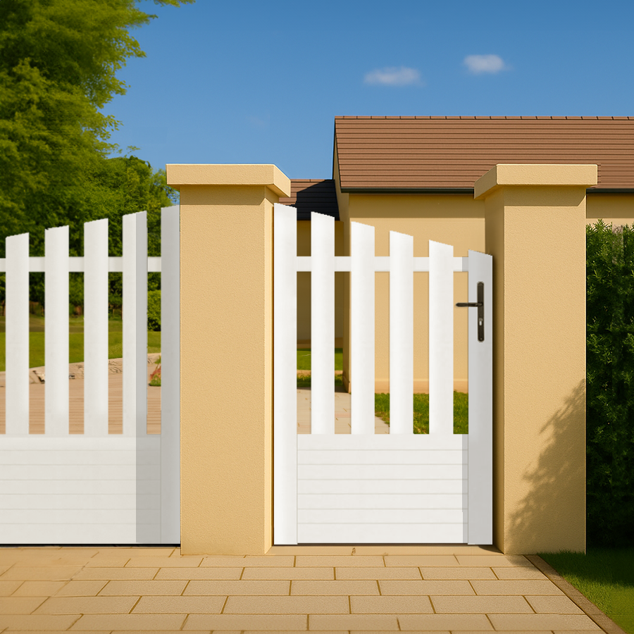 Portillon PVC sur mesure concave Alençon (poignée à droite)