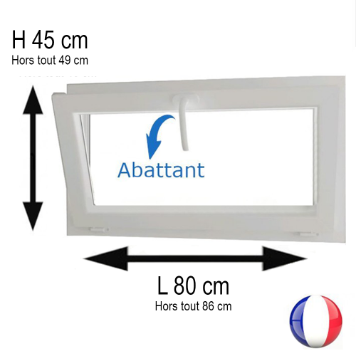Fenêtre PVC abattant H 45 x L 80 cm avec poignée