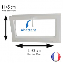 Fenêtre PVC abattant H 45 x L 90 cm avec poignée