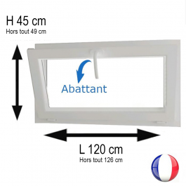 Fenêtre PVC abattant H 45 x L 120 cm avec poignée