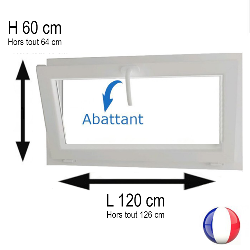 Fenêtre PVC abattant H 60 x L 120 cm avec poignée