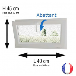 Fenêtre PVC abattant H 45 x L 40 cm verre brouillé avec poignée