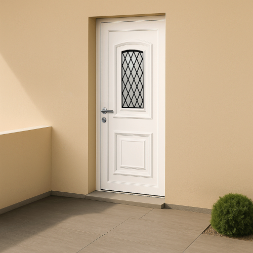 Porte d’entrée en PVC vitrée blanche Granada 17L décor