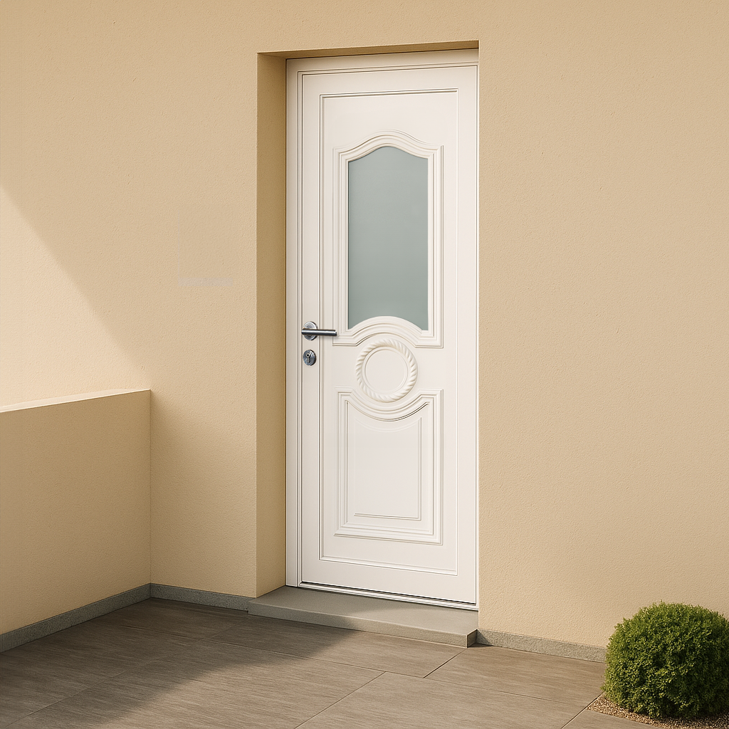 Porte d’entrée en PVC vitrée blanche Celia 6