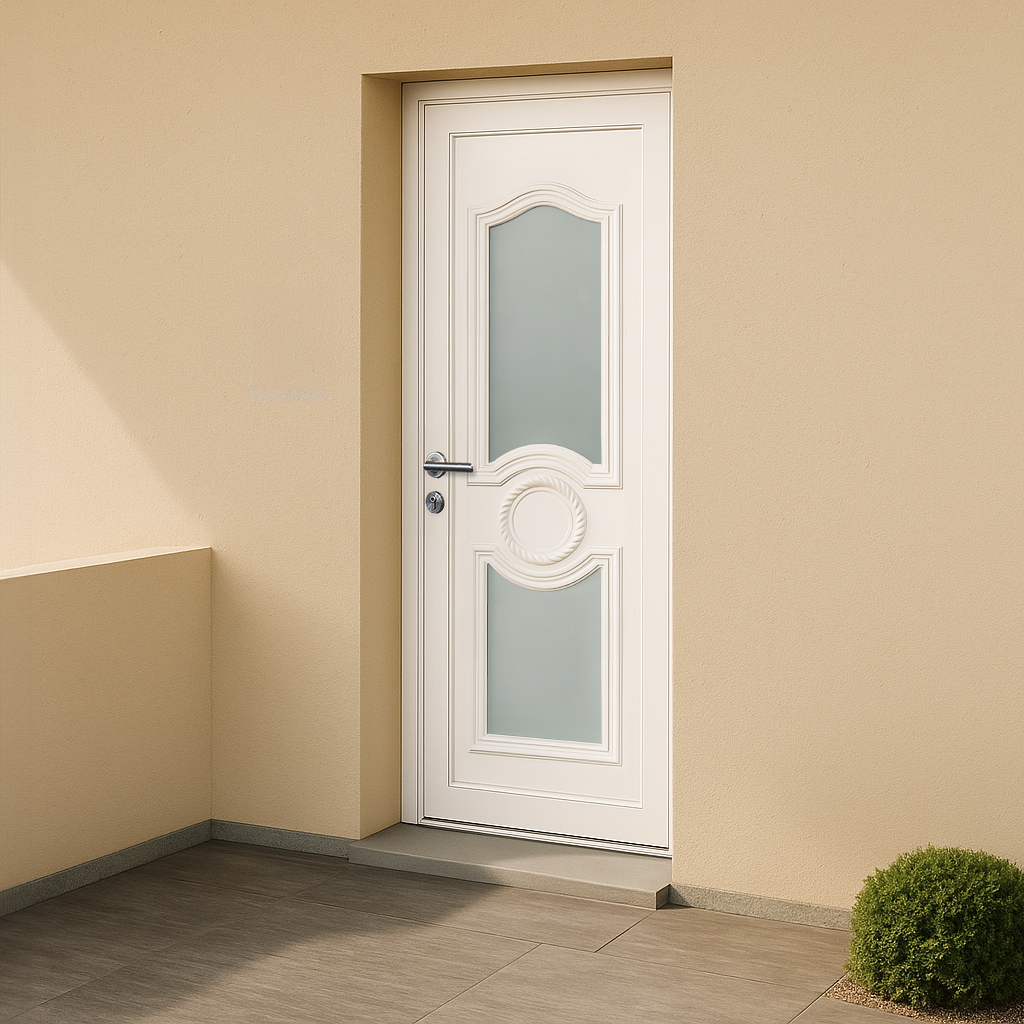 Porte d’entrée en PVC vitrée blanche Celia 7
