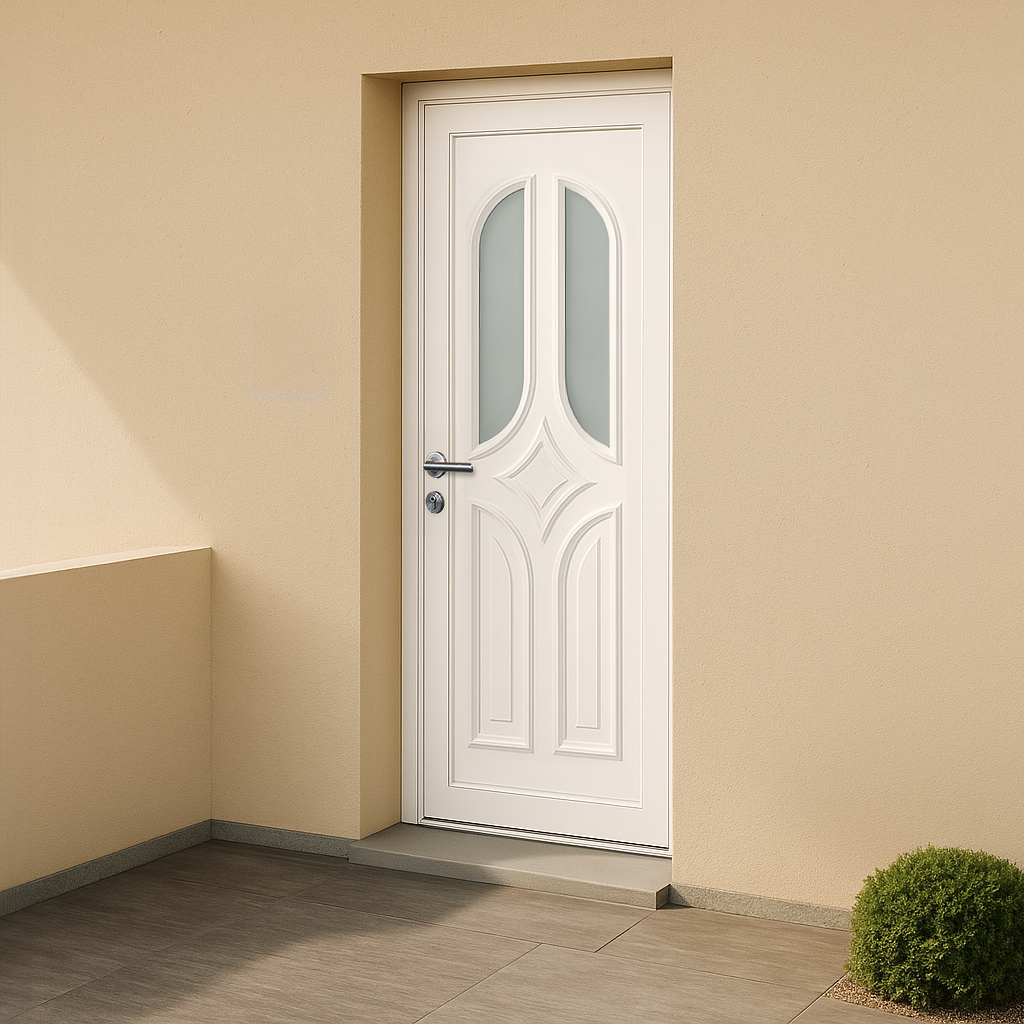 Porte d’entrée en PVC vitrée blanche Samba 125