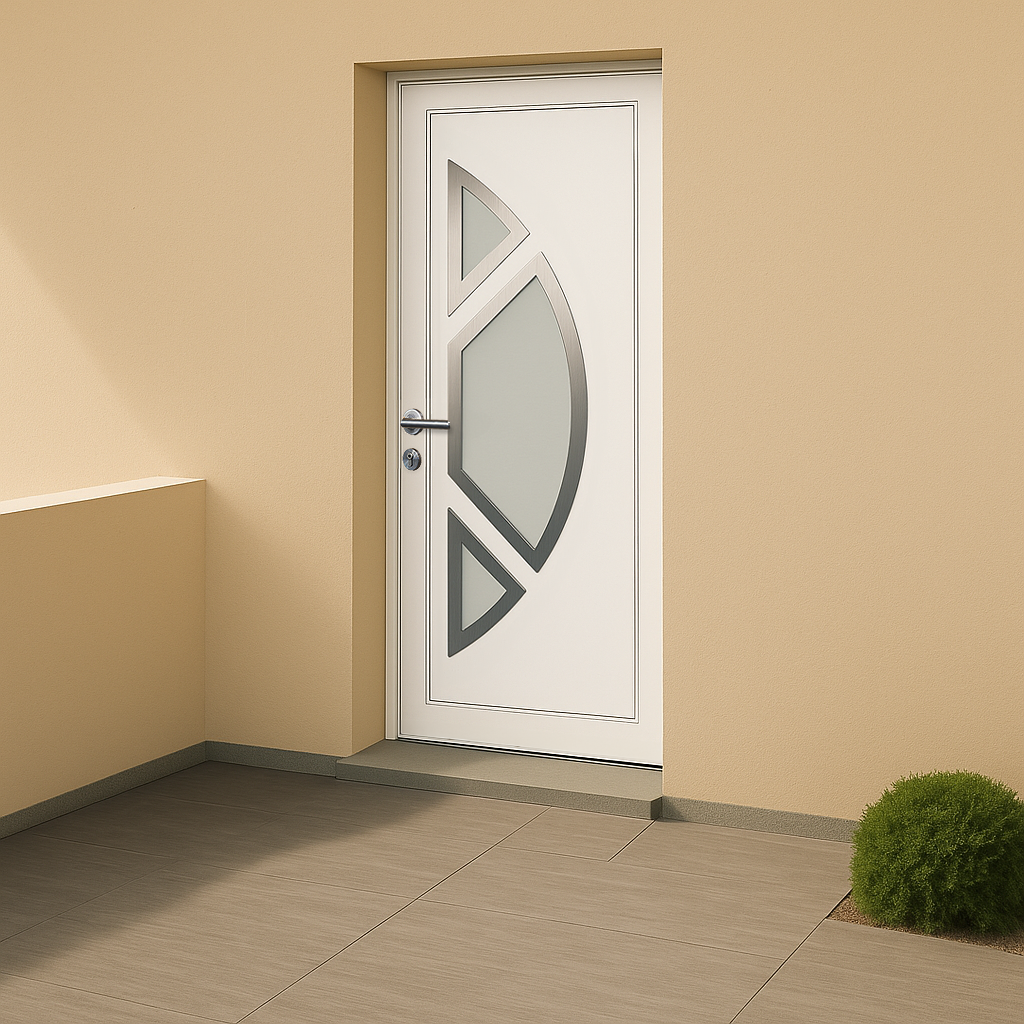 Porte d’entrée en PVC vitrée blanche Coralie 2