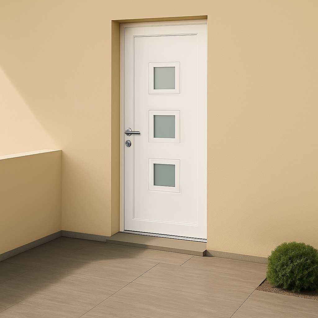 Porte d’entrée en PVC vitrée blanche Cesar 2