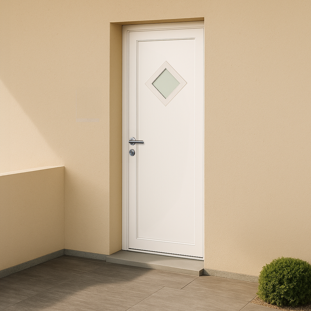Porte d’entrée en PVC vitrée blanche Anatole 2