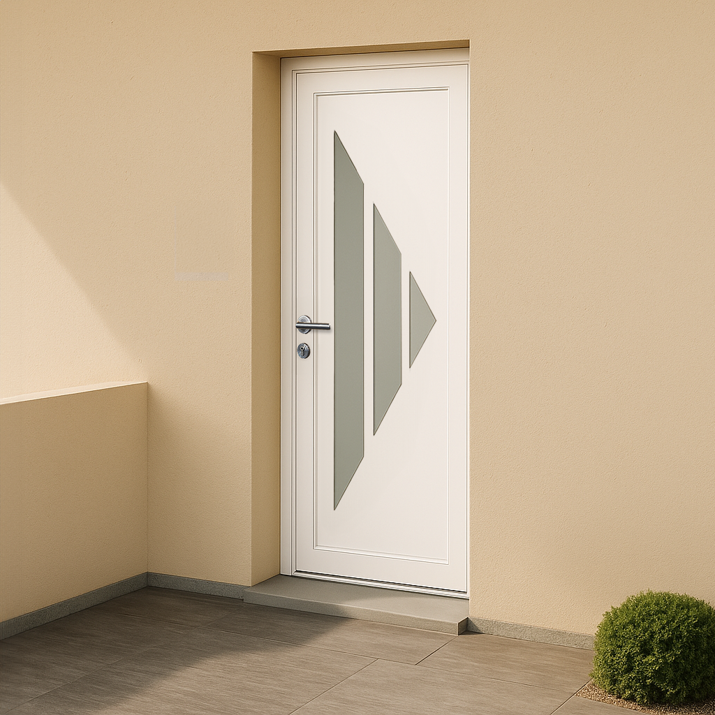 Porte d’entrée en PVC vitrée blanche design 120-0