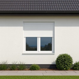 Fenêtre avec volet roulant électrique PVC H 145 x L 110 cm 2 vantaux