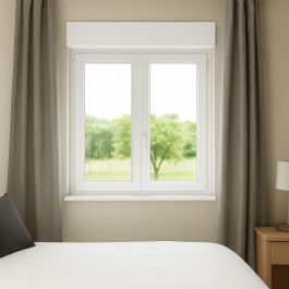 Fenêtre avec volet roulant électrique PVC H 145 x L 110 cm 2 vantaux