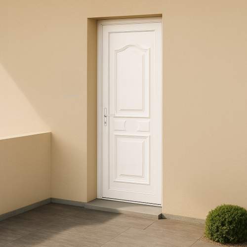 Porte d’entrée en PVC pleine blanche Athena