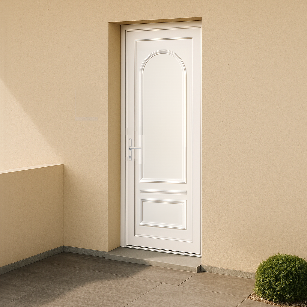 Porte d’entrée en PVC pleine blanche Ixelia