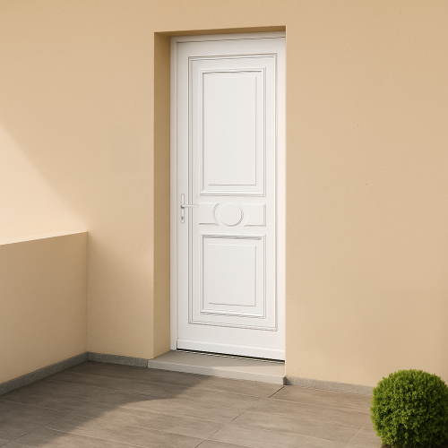 Porte d’entrée en PVC pleine blanche Provencia