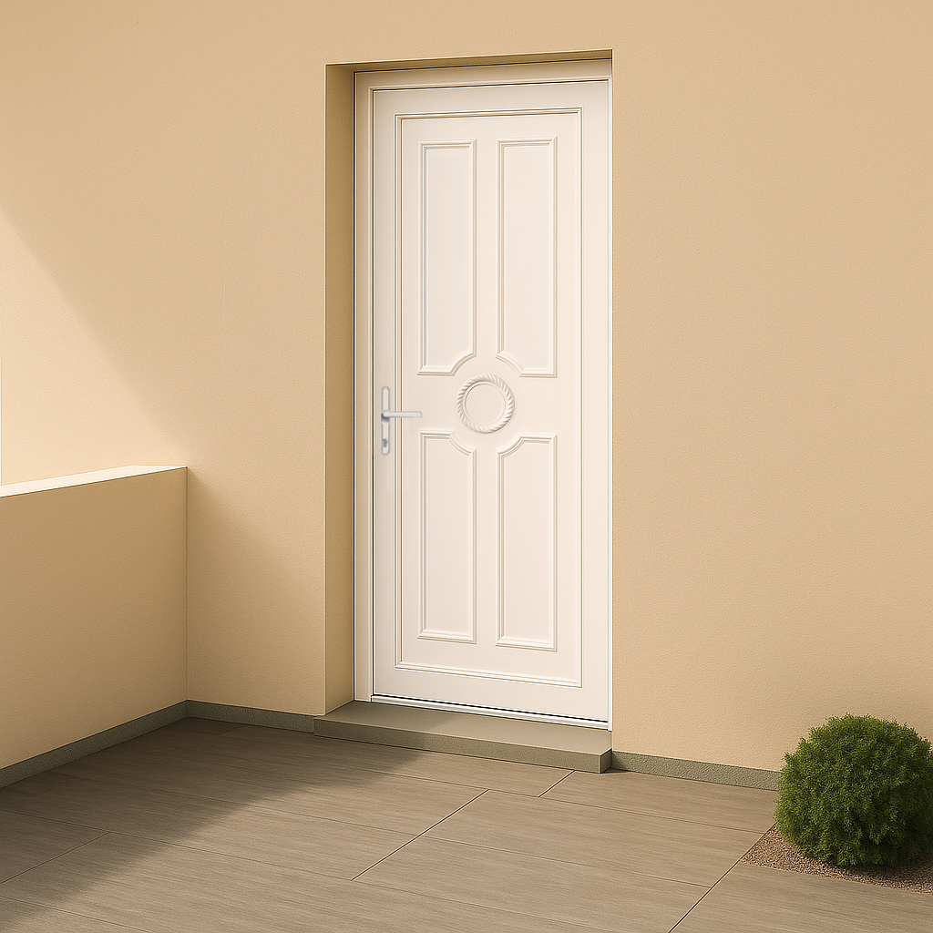 Porte d’entrée en PVC pleine blanche Titia