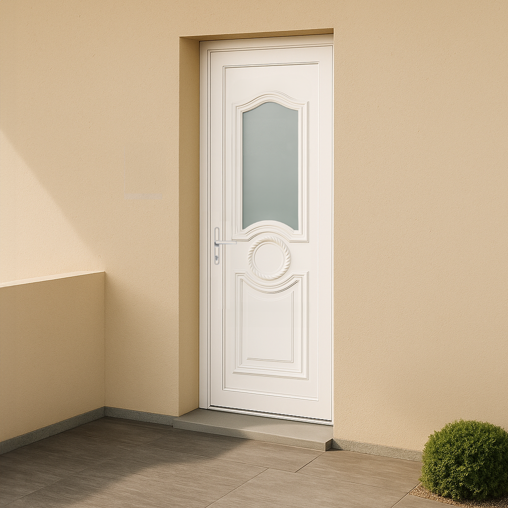 Porte d’entrée en PVC vitrée blanche Celia 6
