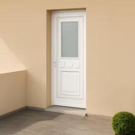 Porte d’entrée en PVC vitrée blanche Provencia 51