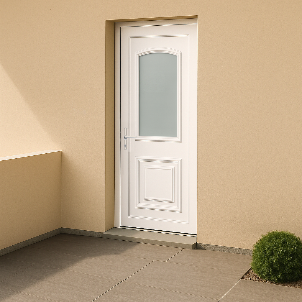 Porte d’entrée en PVC vitrée blanche Granada 17L