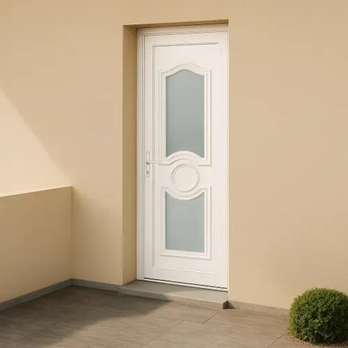 Porte d’entrée en PVC vitrée blanche Celia 7