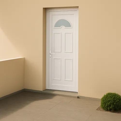 Porte d’entrée en PVC vitrée blanche Eva 13