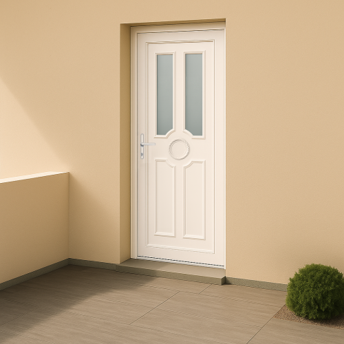 Porte d’entrée en PVC vitrée blanche Titia 20