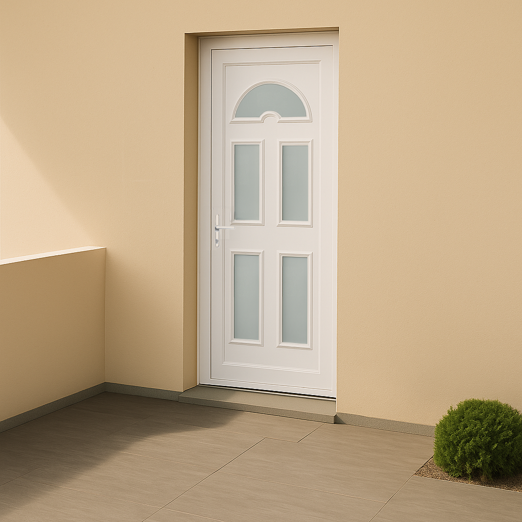 Porte d’entrée en PVC vitrée blanche Eva 15